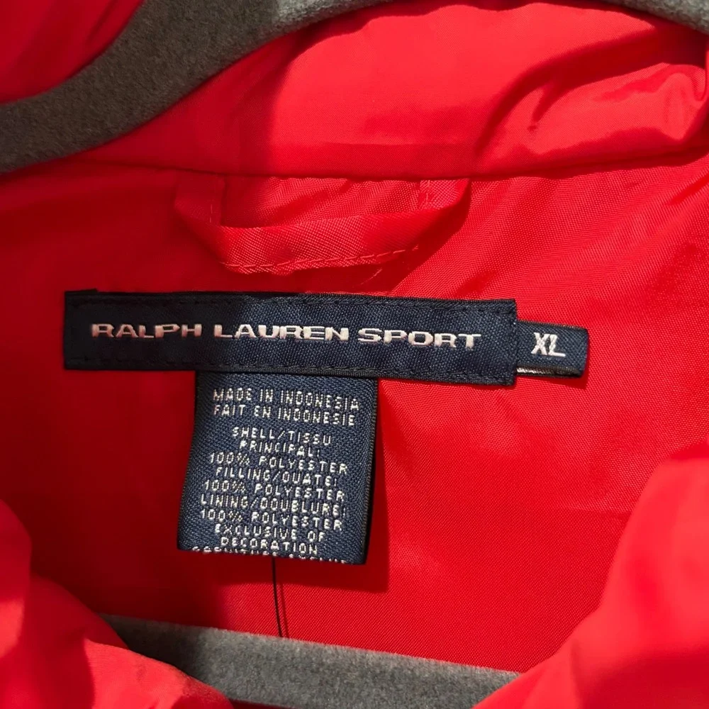 Ralph Lauren Sport Quilted Jacket Womens XL Red Diamond Mock‎ Neck Zip Puffer